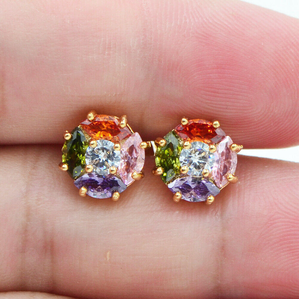 New Color Topaz Gold-plated Earrings Colorful Zircon Earrings for Women