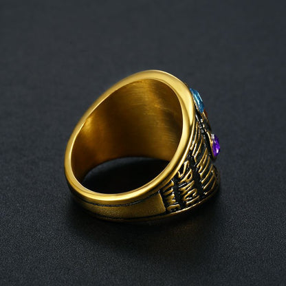 Hip-hop Anime Peripheral Gold-plated Time Stone Men's Ring