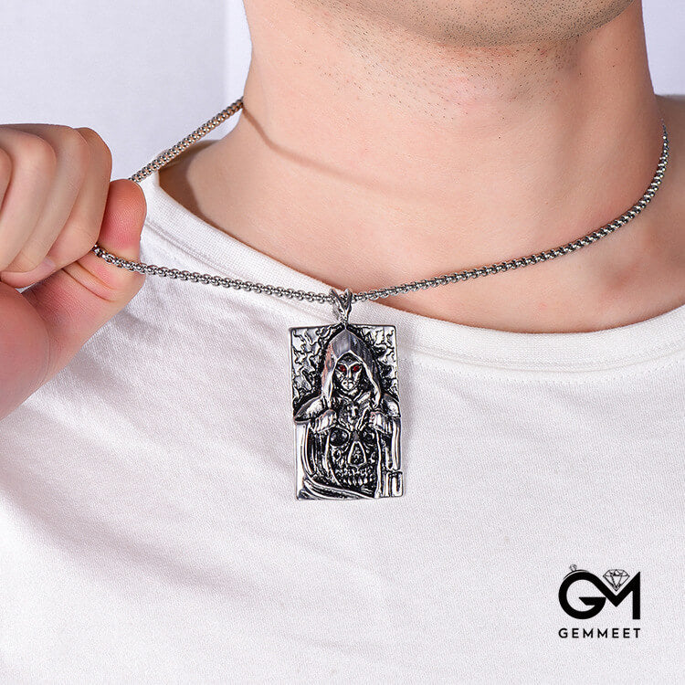 Masked Goddess Cross Titanium Steel Necklace