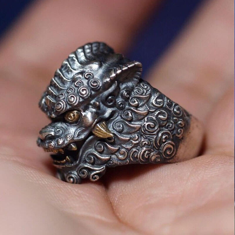 Auspicious Tang Lion Retro Lion Dance Ring