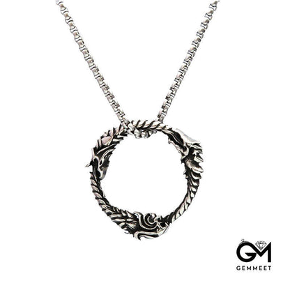 Vintage Stainless Steel Dragon Head Necklace