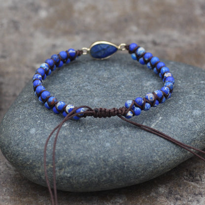 4mm Bead Drop Double Woven String Bracelet