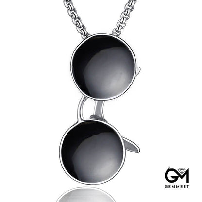 Titanium Steel Glasses Pendant Necklace for Men