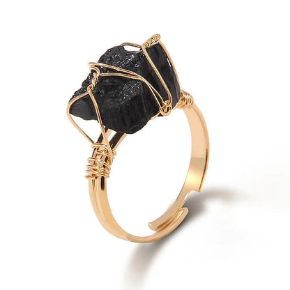 Natural Irregular Rough Wire Wrap Gemstone Ring