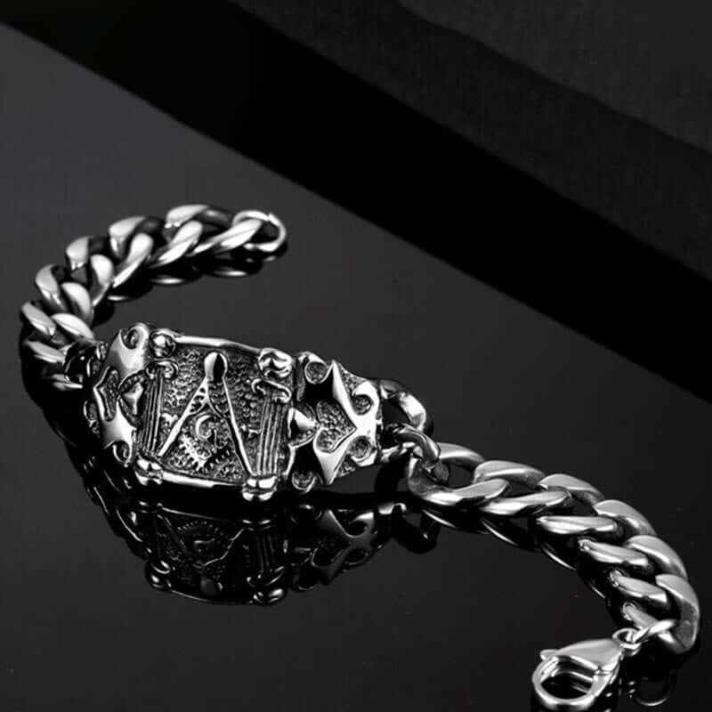 Masonic Titanium Steel Vintage Black Bracelet