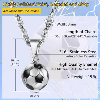 3D Soccer Football Charm Necklace