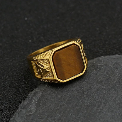 Retro Viking Faith Tiger Eye Ring