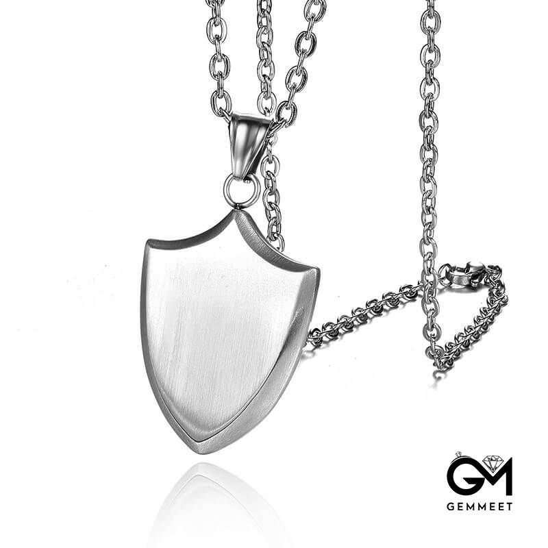 Titanium Steel Triangle Shield Necklace for Men