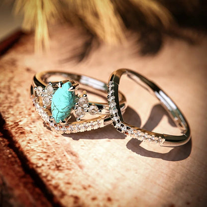 S925 Sterling Silver Turquoise Two-piece Ring