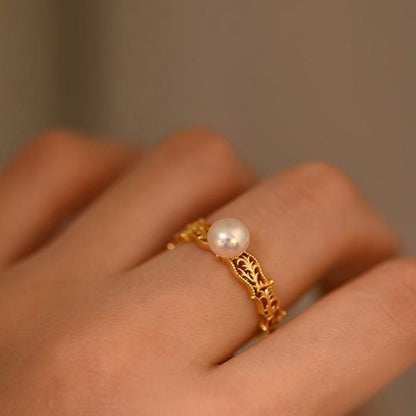 Pearl-Encrusted Adjustable Ring