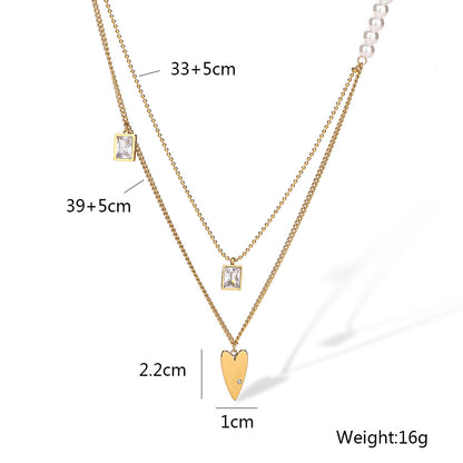 Golden Heart Shape Pendant Chain Necklace