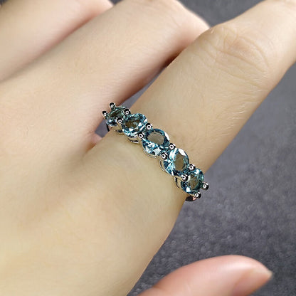 Peacock Molan Treasure Living Mouth Ring Fashion Ring Studded Diamond Blue Topaz Color Treasure Ring