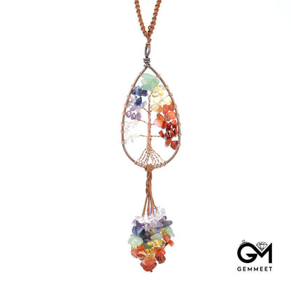 Crystal Gravel Life Tree Fringe Pendant