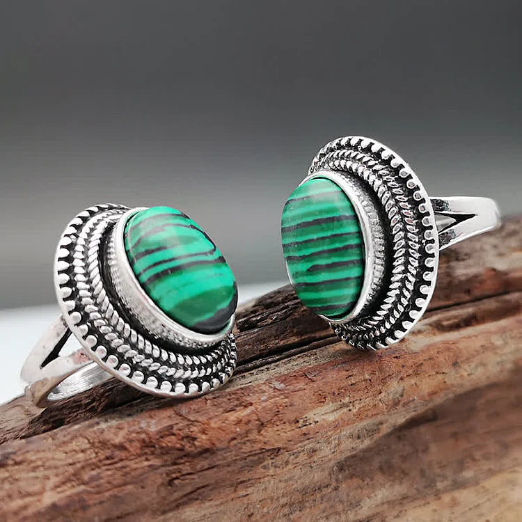 Natural Malachite Protection Ring