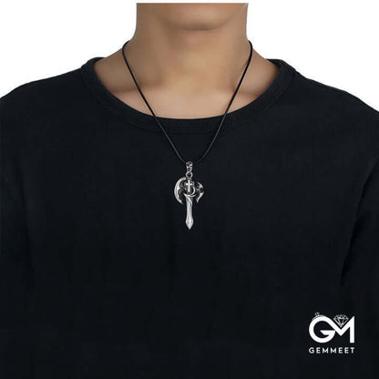 Sterling Silver Cross Battle Axe Necklace