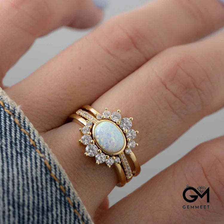 Opal Stacking Three Layer Ring Ring