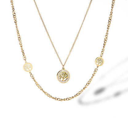 Hollow Life of Tree Halo Pendants Style Chain Necklace