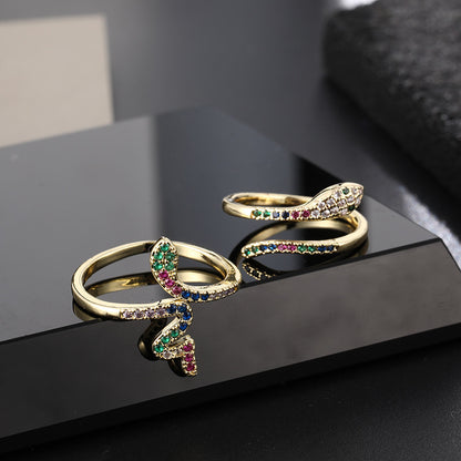 Titanium Steel Zircon Snake Ring