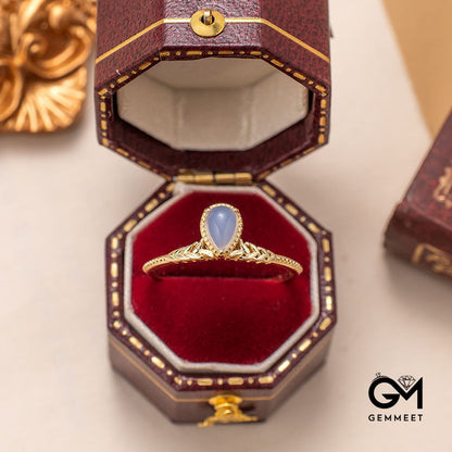 Gold-plated and Folded Aquamarine Ring