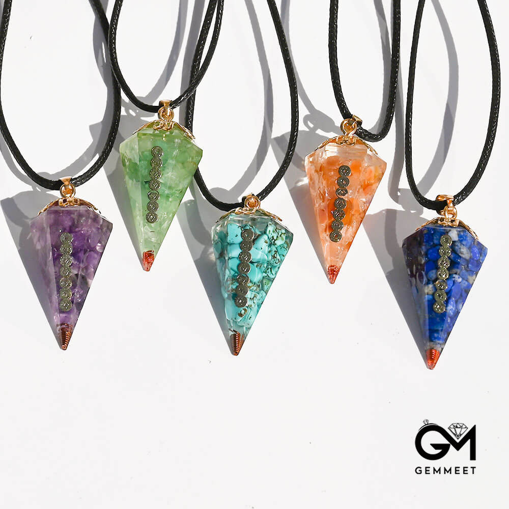 Crystal Agate Hexagon Symbol Pendant Necklace