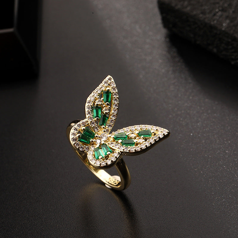 Niche Super Fairy Zircon Butterfly Ring