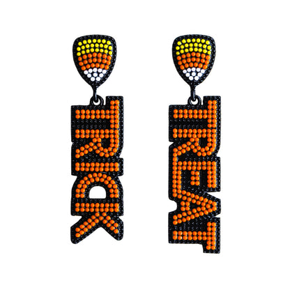 Halloween Letter TRICK Rice Bead Funny Earrings