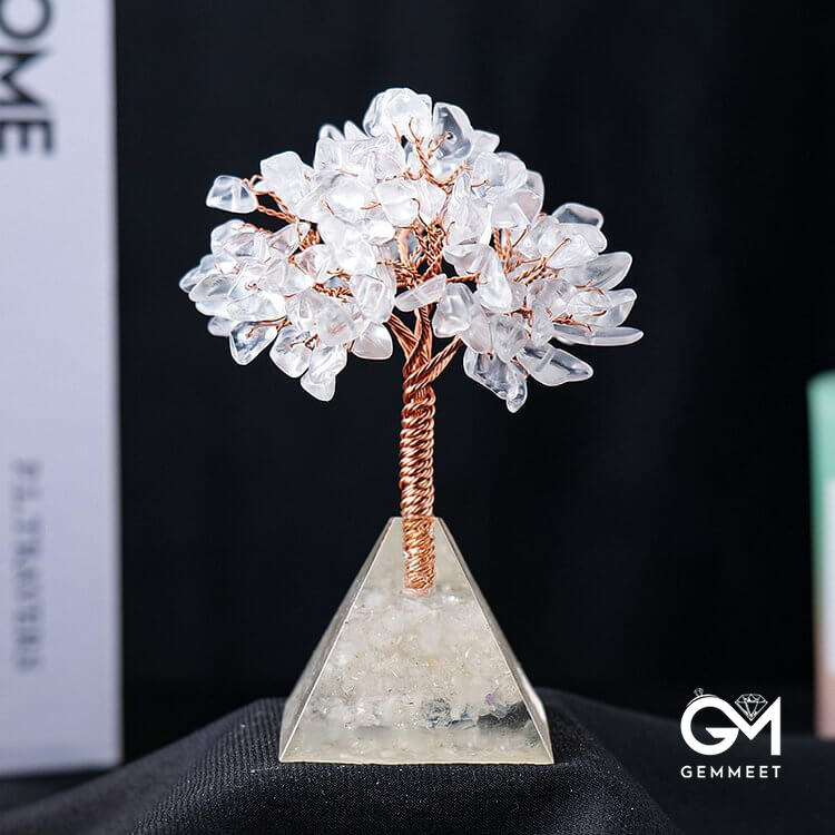 Crystal Gravel Pyramid Base Feng Shui Tree