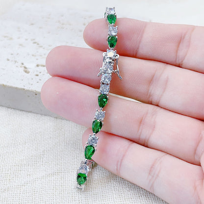 Arrow Inlaid Green Zircon Bracelet