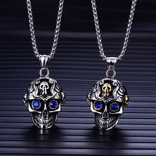 Vintage Halloween Skull Titanium Steel Necklace