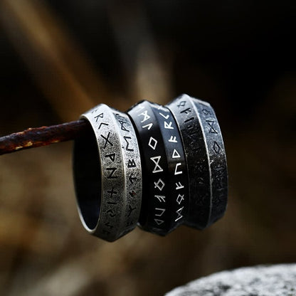 "War God" - Rune Norse Engraved Words Viking Ring