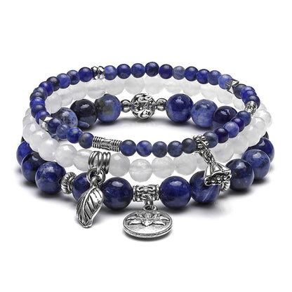 Sodalite Lotus Balance 3 - Piece Bracelet