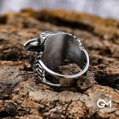 Double Eagle Head Wrapped Stainless Steel Ring