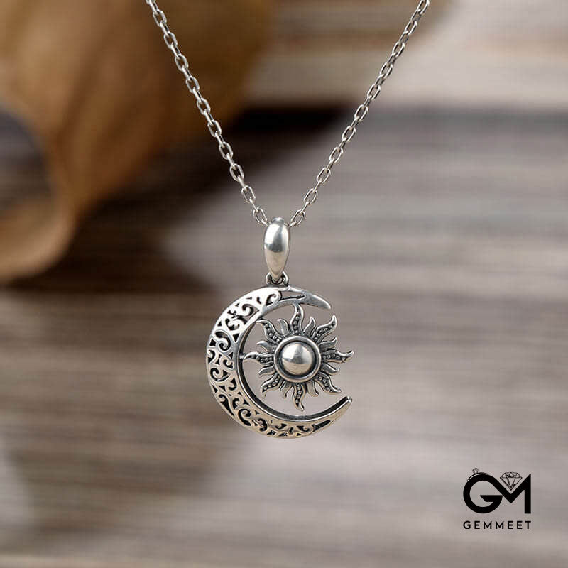 "Moon and Sun" Sterling Silver Necklace