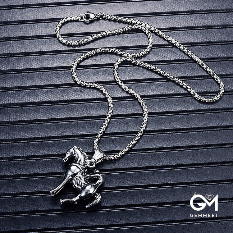 Stainless Steel Monkey Riding Necklace