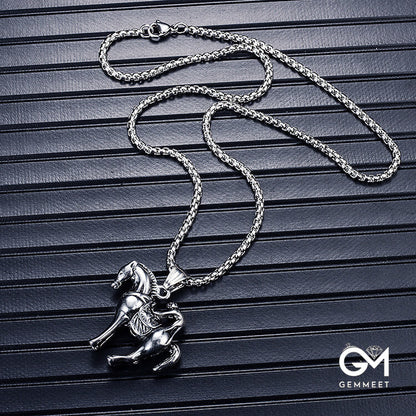 Stainless Steel Monkey Riding Necklace