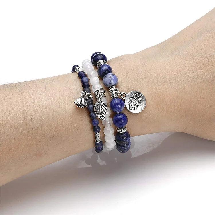 Sodalite Lotus Balance 3 - Piece Bracelet