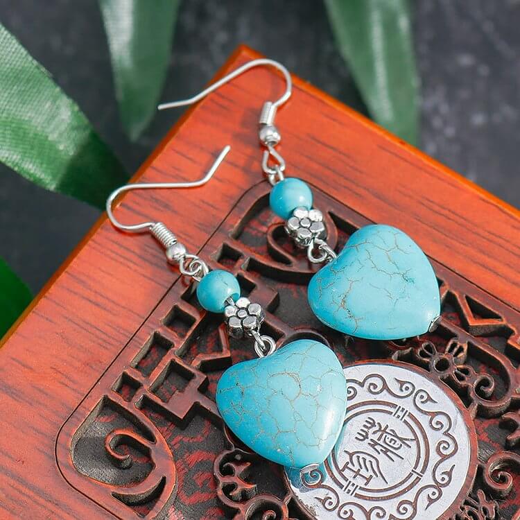 Turquoise Heart Drop Earrings