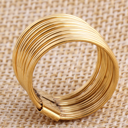 Simple Gold Gold Electroplated Titanium Steel Ring