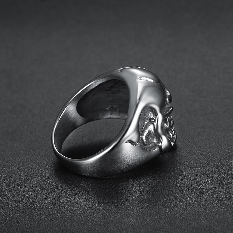 Stainless Steel Men's Ring with Double Skull