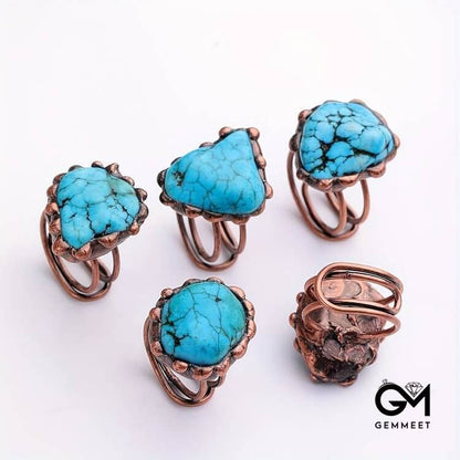 Irregular Turquoise Vintage Adjustable Ring