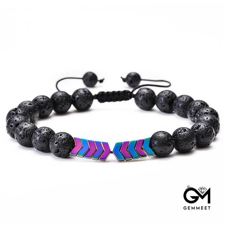 Lava Stone Colorful Magnetite Mens Bracelet