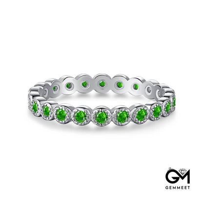 S925 Pure Silver Green Zircon Light Luxury Ring