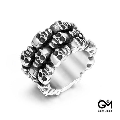 Titanium Steel Fashion Personality Multi Skull Ring