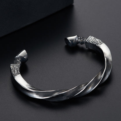 Vintage Black and White War Horse Horseshoe Bracelet