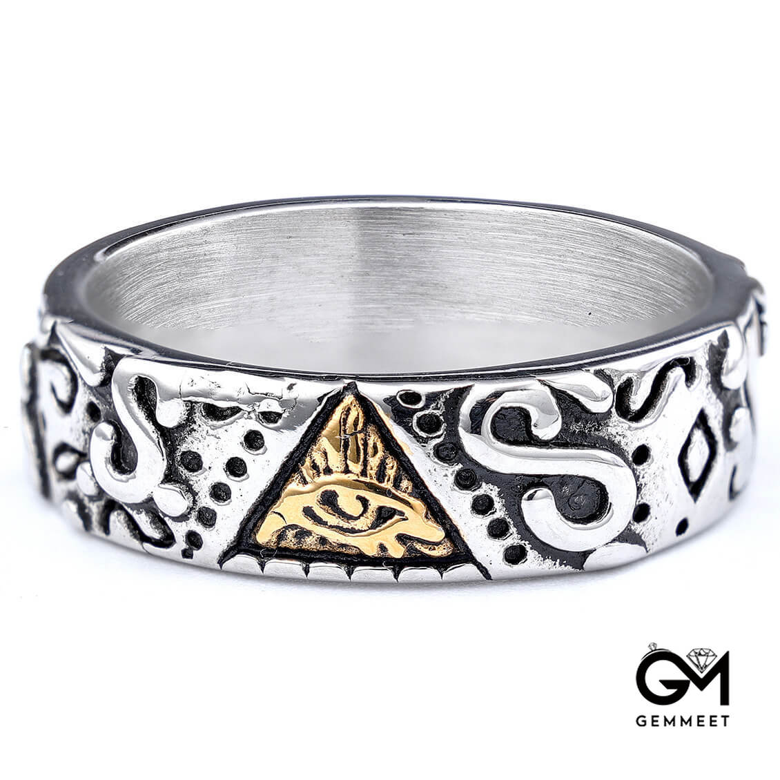 Eye of Horus Gold Titanium Ring