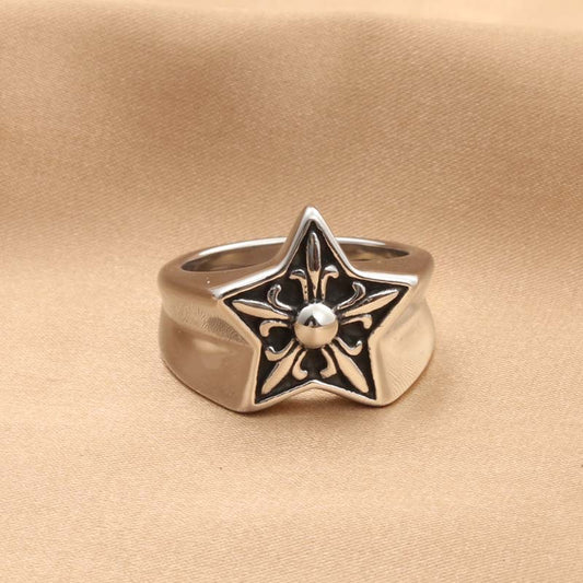 Five Star Flower Retro Trendy Men's Ring