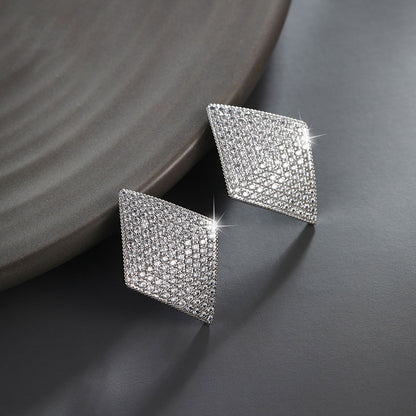 Micro-encrusted Zircon Light Luxury Rhombus Earrings