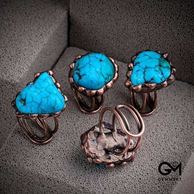 Irregular Turquoise Vintage Adjustable Ring