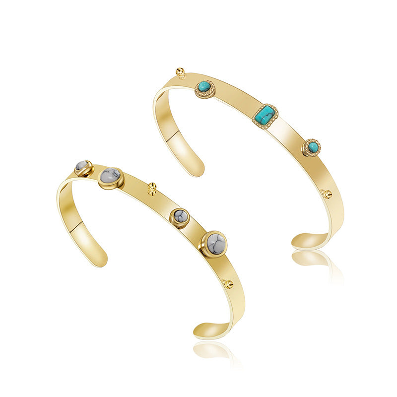 Bohemia Rectangle Turquoise Bangle Bracelet