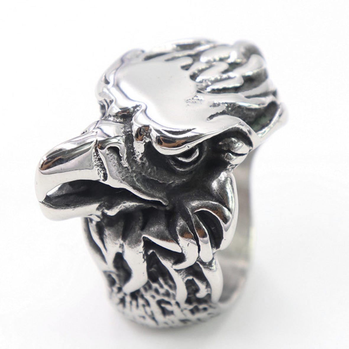 Titanium Steel Personality Eagle Head Ring for Men